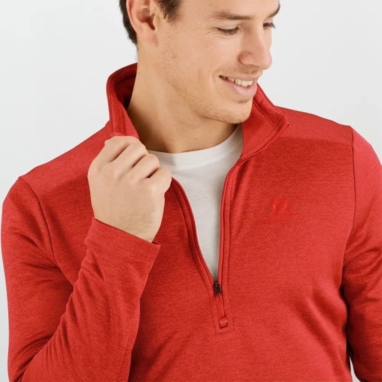 Sudaderas Salomon Essential Lightwarm Seamless Half Zip Hombre Rojos | MX LYOI563